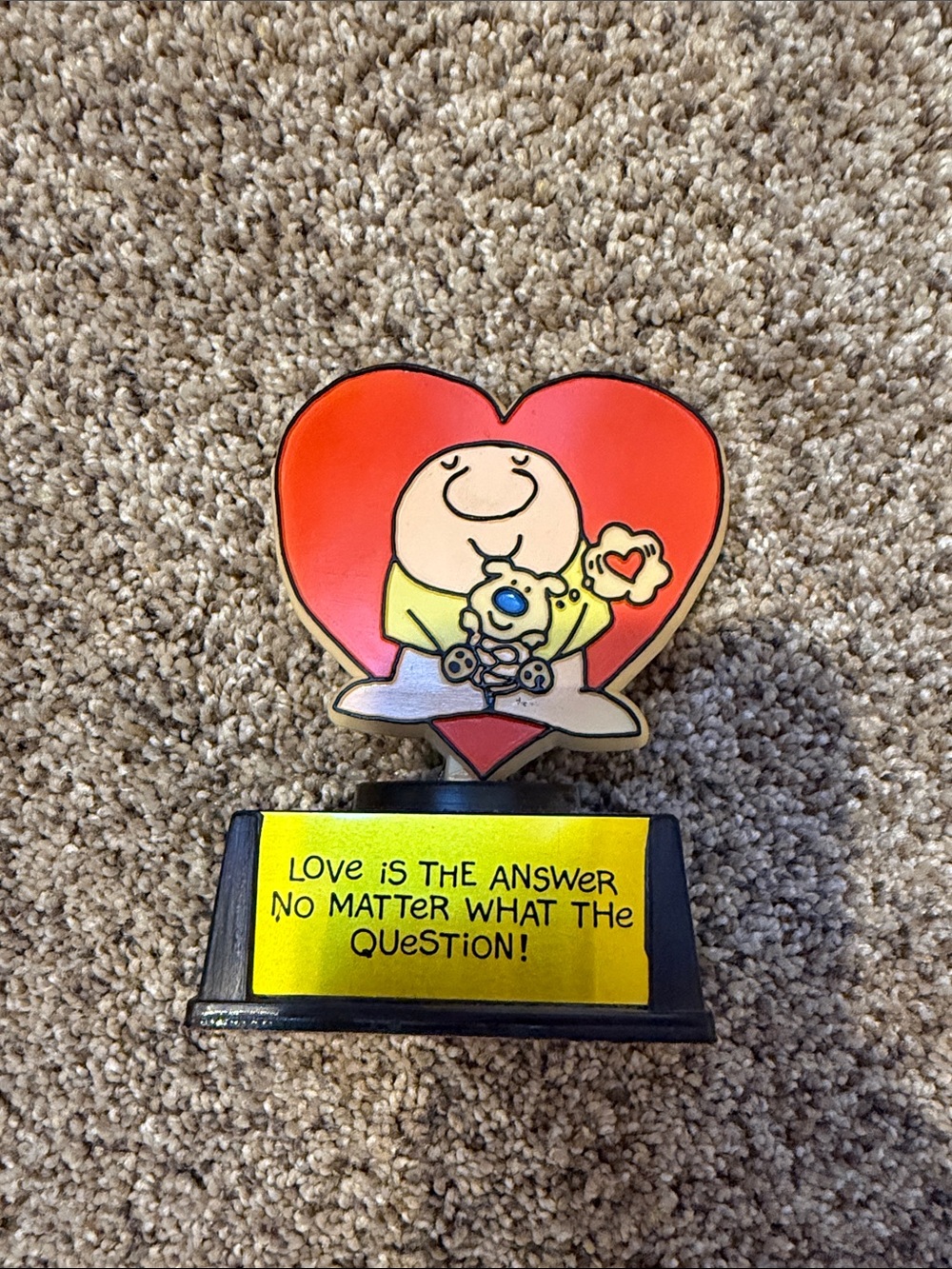 Vintage 1980 Ziggy Collectable “Love Is The Answer”Heart Desk Ornament Trophy